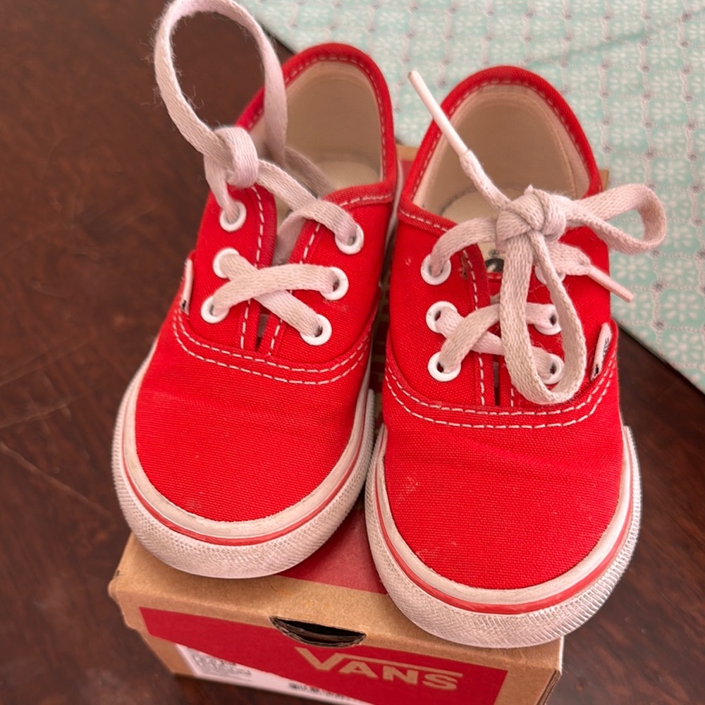 Vans Red Canvas Sneakers with Waffle Sole